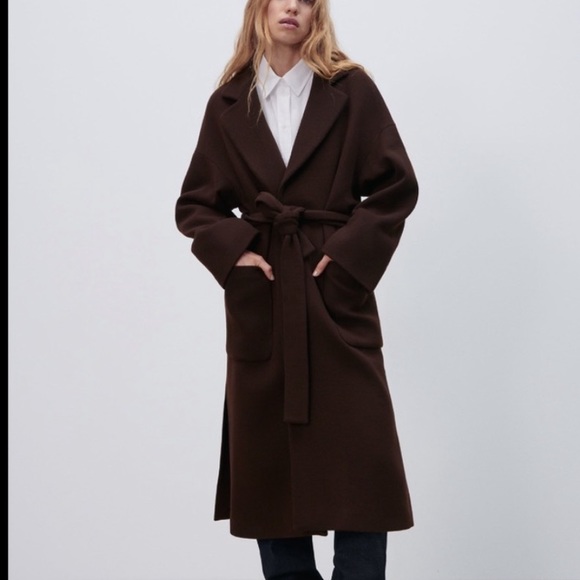 Zara Belted wool coat size XS NWT color Brown - Picture 5 of 8